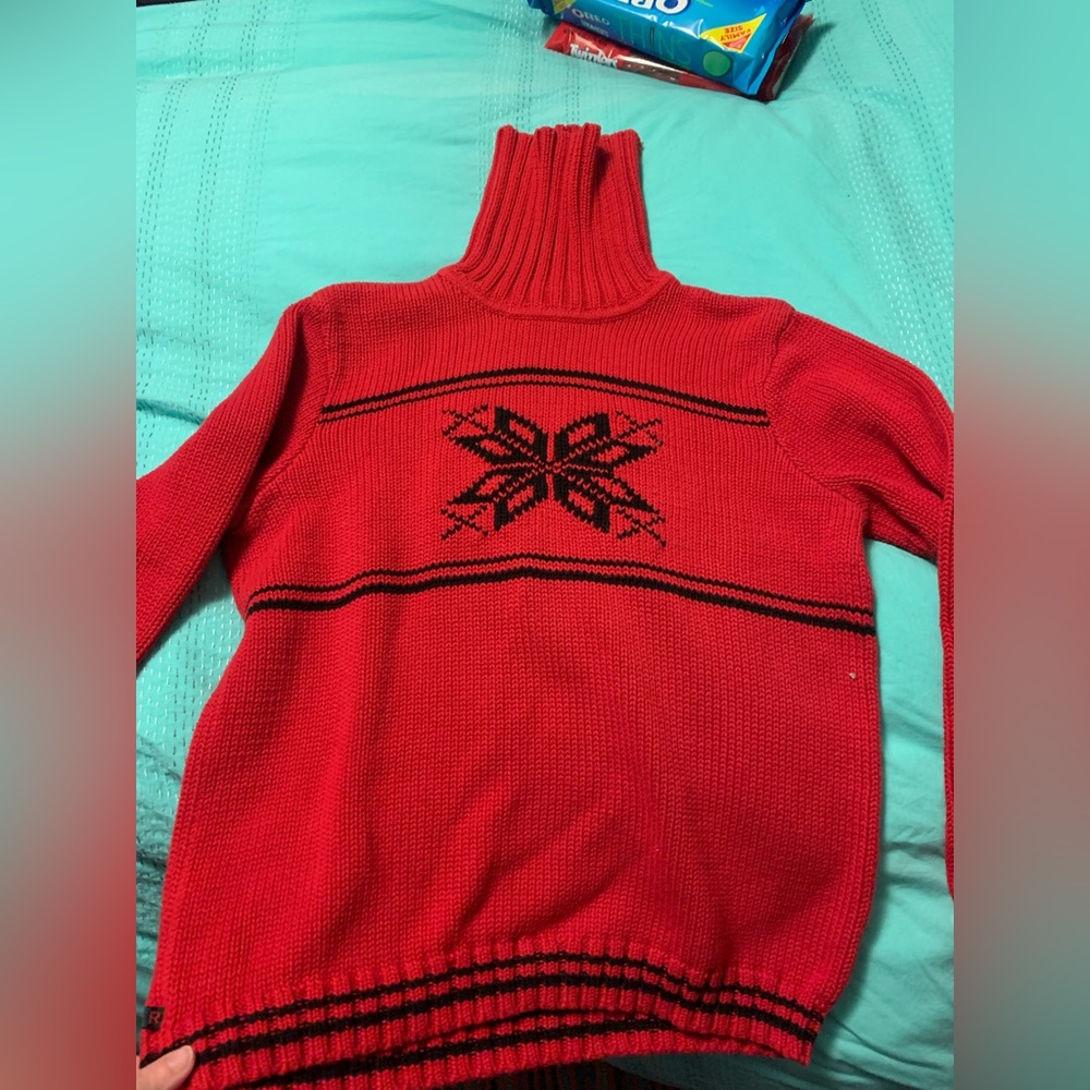 Ralph Lauren Red Knit Turtleneck w/Snowflake (L)